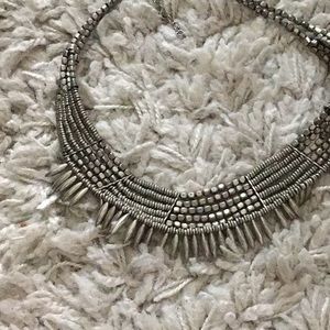 Silver tribal style statement necklace